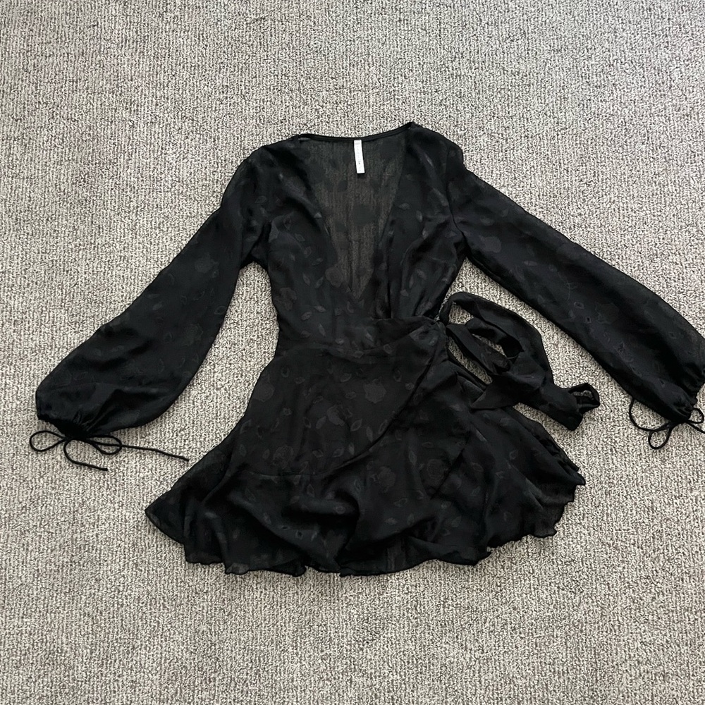 Lucy in the Sky Black Wrap Ruffled Sundress